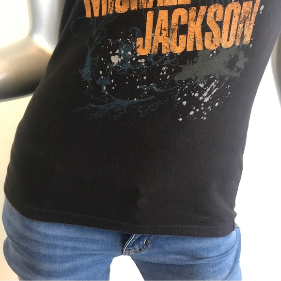 Women's Small-XS MICHAEL JACKSON Black Fitted T-Shirt “King of Pop”. - Picture 4 of 13